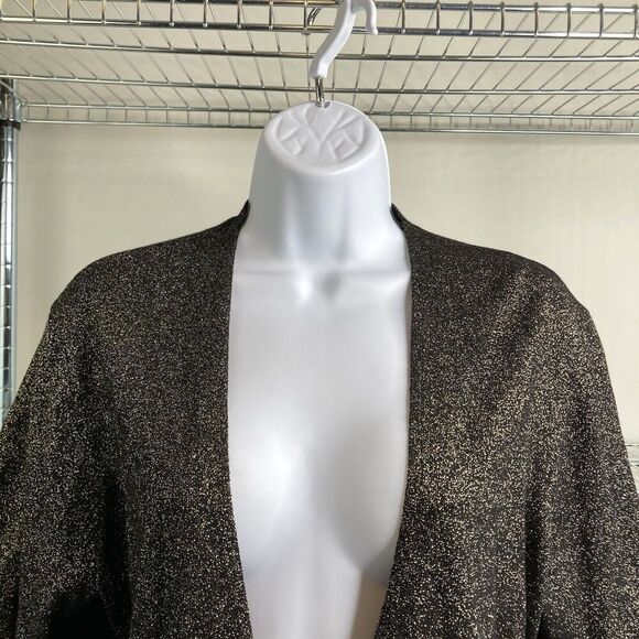 Carmen Marc Valvo Black Sparkly Button Up Knit Shirt‎ Size 1X Special Occasion - Picture 8 of 11